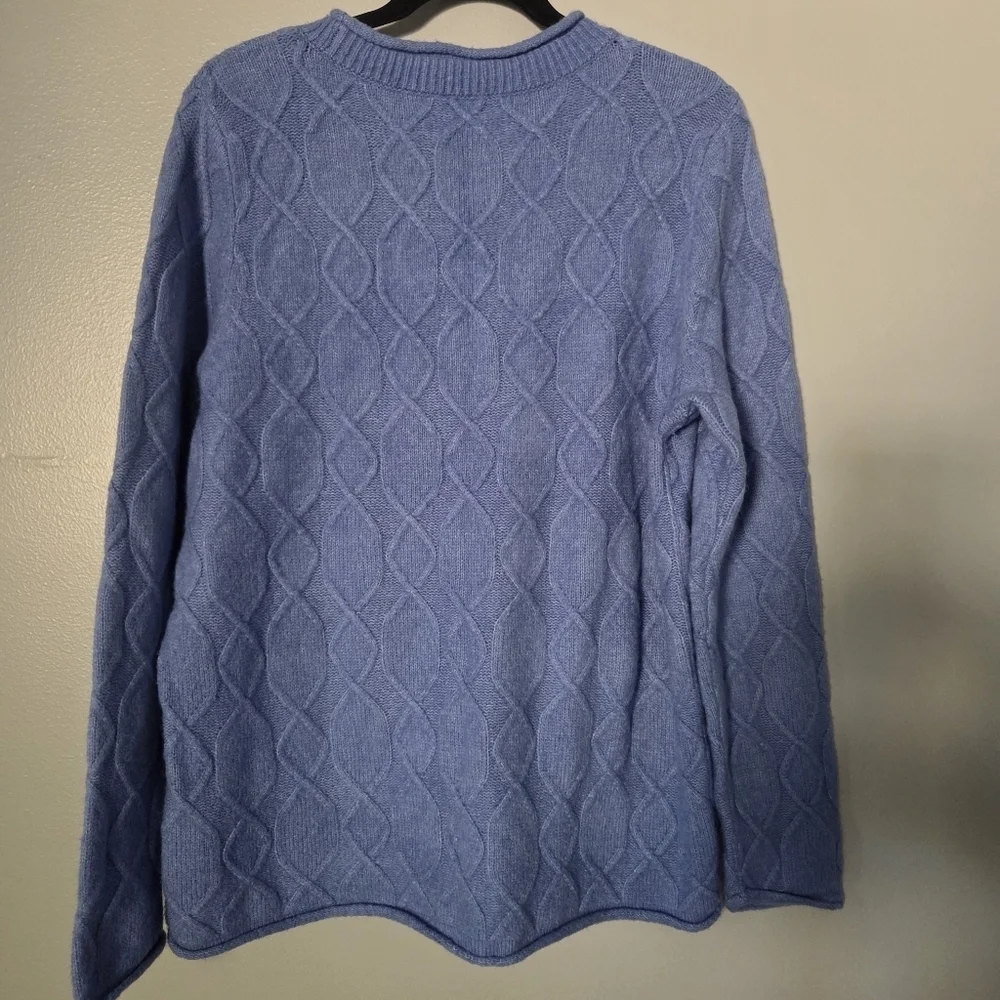 Talbots Women's Blue Cable Knit Soft Casual Classic Cozy Roll Neck Sweater XL